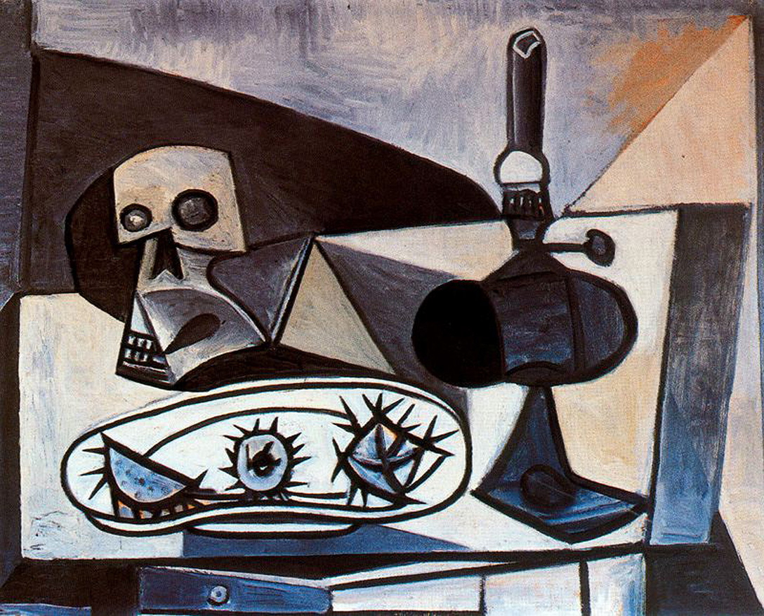 Picasso Skull, urchins and lamp on a table 1943